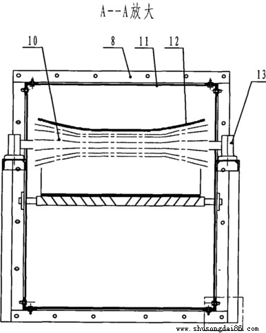 輸送帶托輥組線體截面放大圖